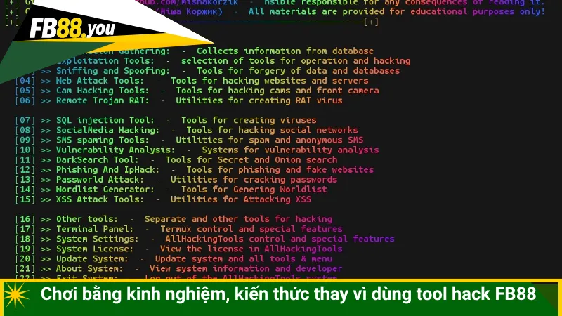 Chơi bằng kinh nghiệm, kiến thức thay vì dùng tool hack FB88