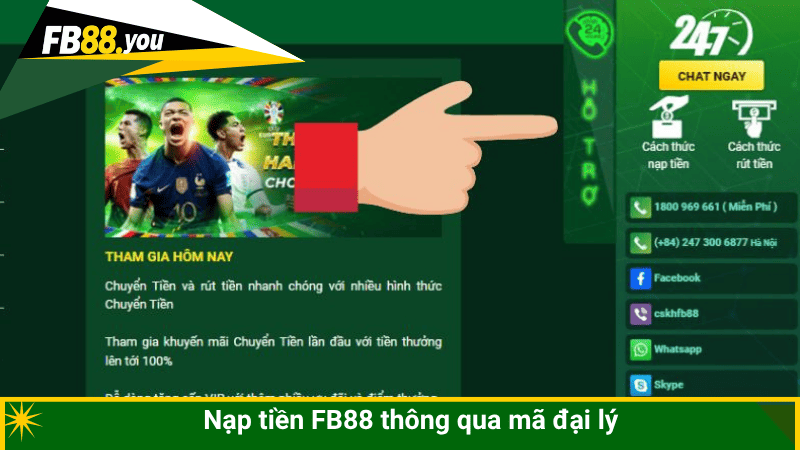 Nạp tiền FB88 thông qua mã đại lý