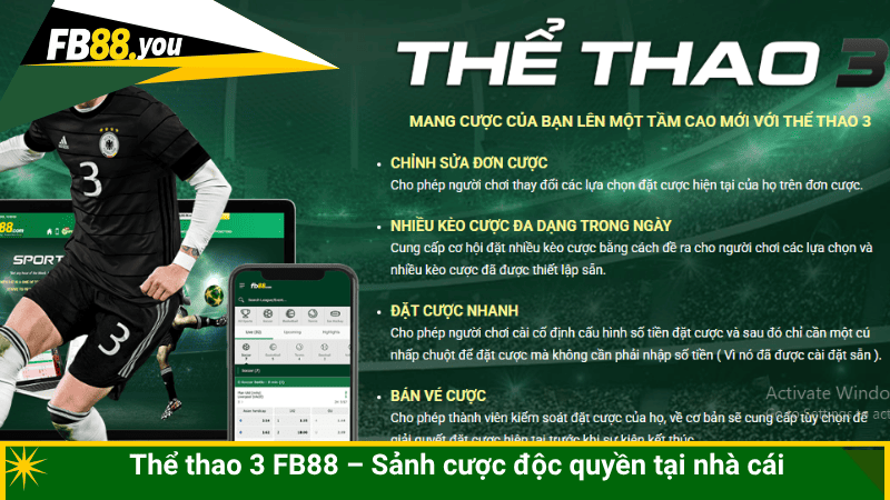 Thể thao 3 FB88 – Sảnh cược độc quyền tại nhà cái
