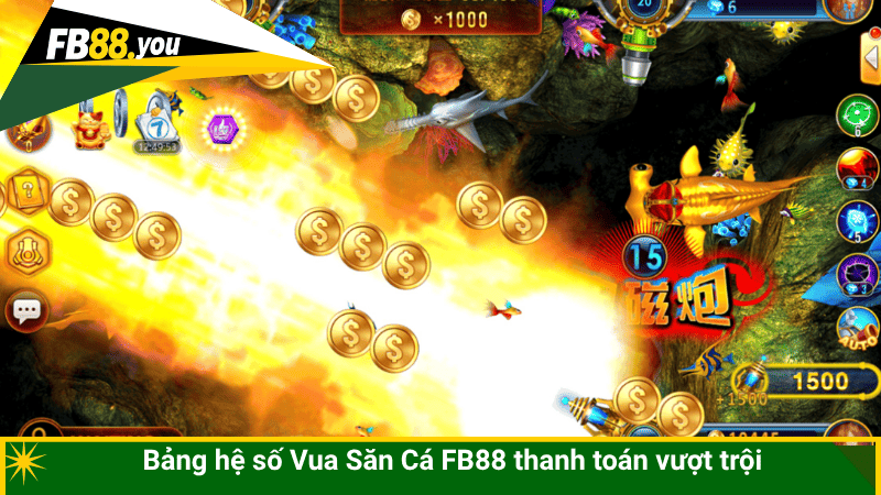 Bảng hệ số Vua Săn Cá FB88 thanh toán vượt trội